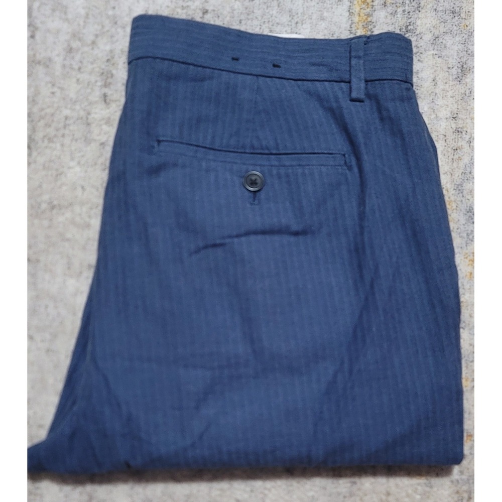 Banana Republic Men's Blue Pinstripe Cotton Stretch FF Chinos Size 35 X 31
